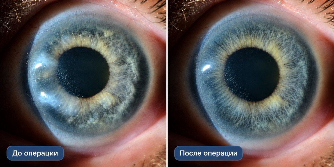 Роговица до и после лечения дистрофии Зальцмана